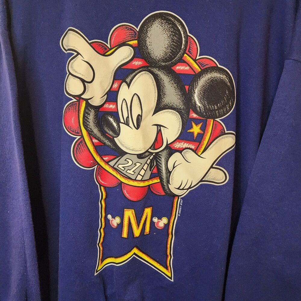 Vintage 90s Disney Mickey Mouse Sweatshirt Size XL Blue Jerry Leigh USA - Picture 2 of 9